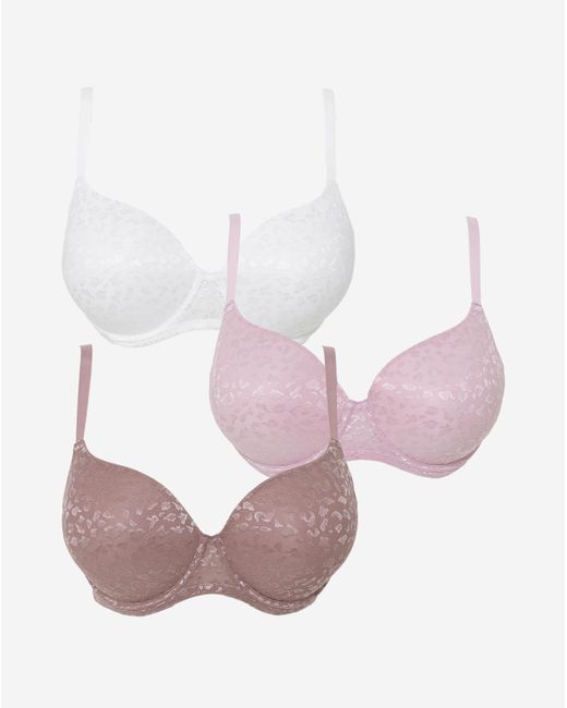Pretty Secrets Multicolor 3 Pack Animal Lace T-Shirt Bras