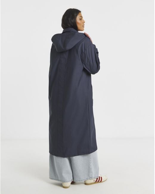 Simply Be Blue Longline Rubberised Raincoat