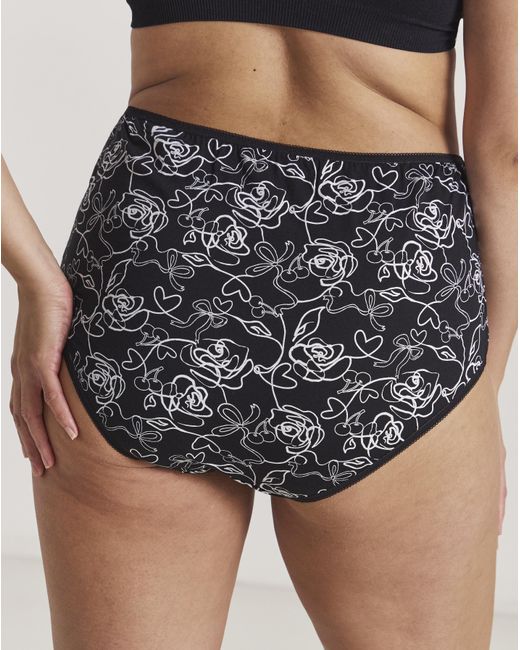 Pretty Secrets Black 6 Pack Full Brief Knickers
