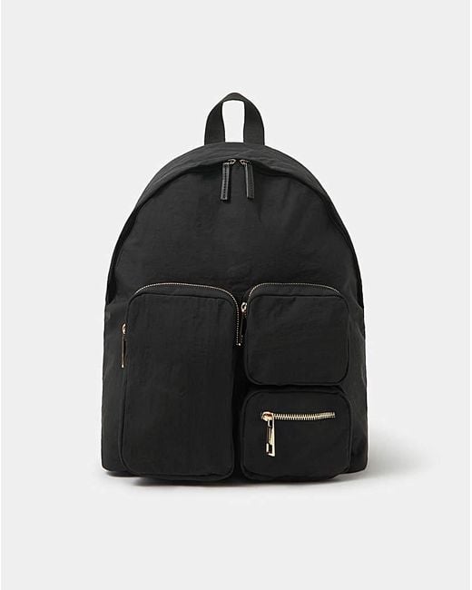 Accessorize Black Multi-Pocket Nylon Backpack