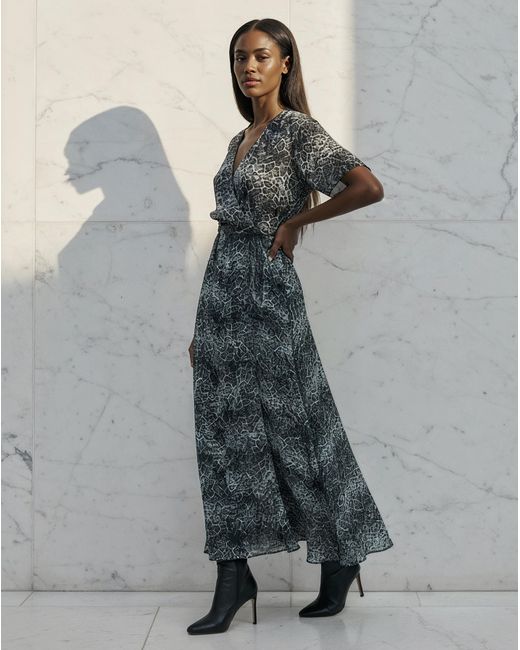 Religion Green Animal Maxi Wrap Dress