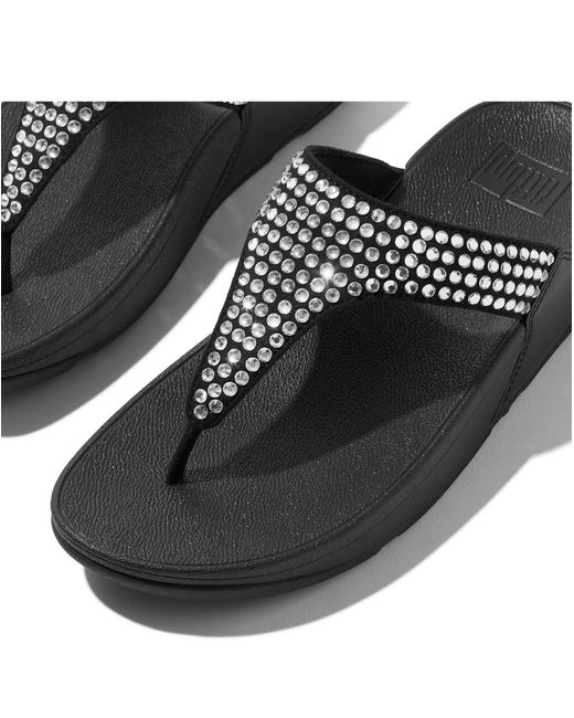 Fitflop Black Fit Flop Lulu Crystal Toe-Post Sandals