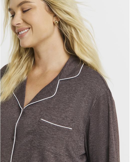 Pretty Secrets Brown Button Through Pj Set