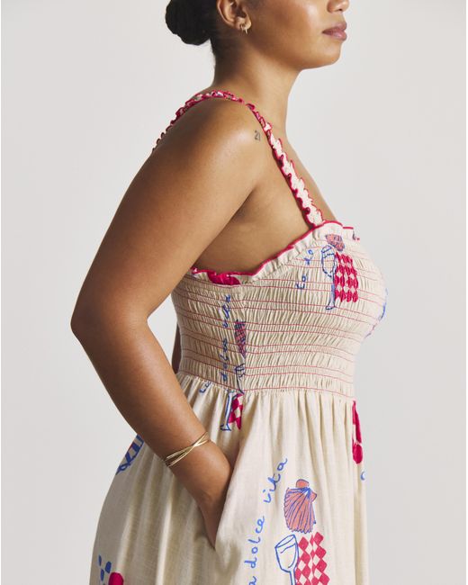 Simply Be Multicolor Dolce Vita Shirred Maxi Beach Dress
