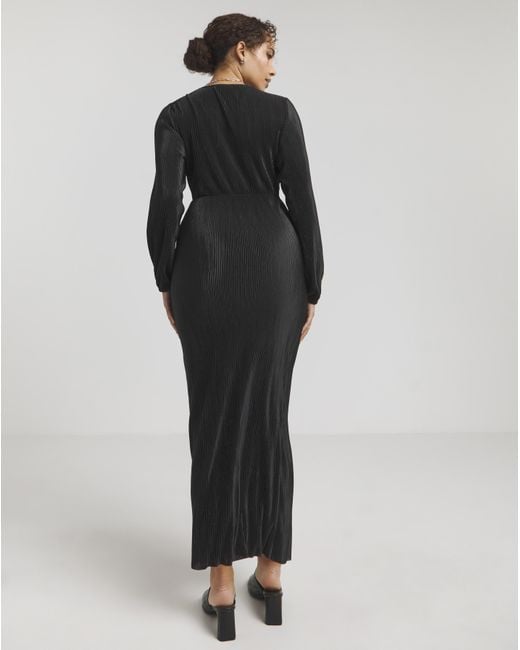 Simply Be Black Plisse Twist Front Midi Dress