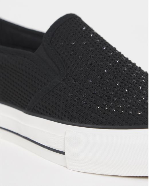 Simply Be Black Slip On Canvas Trainer Extra Wide