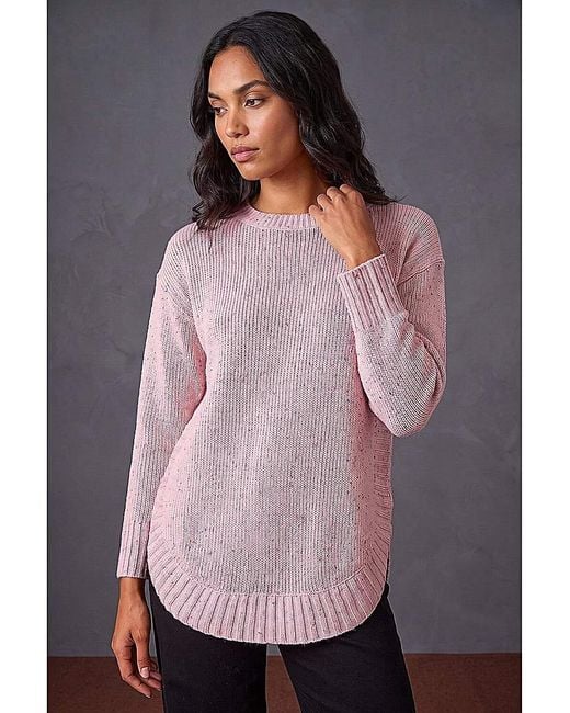 Roman Pink Roman Nep Fabric Curved Hem Jumper