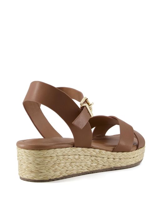 Dune Brown Linnie Wedge Sandals E Fit