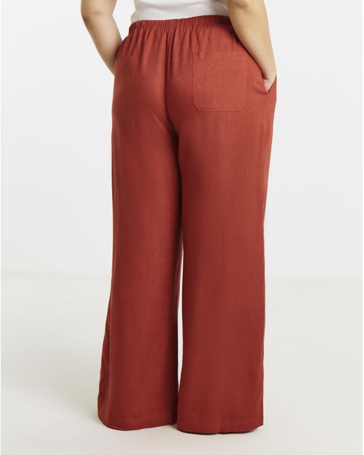 JD Williams Red Tie Waist Linen Wide Leg Trousers