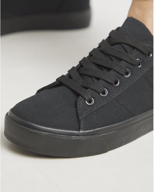 Simply Be Black Lace Up Canvas Trainer Wide