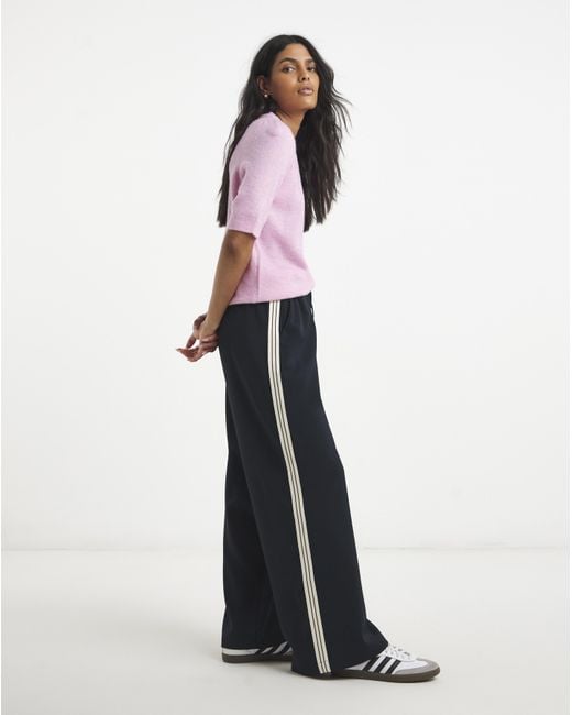 Simply Be White Side Stripe Wide Trouser
