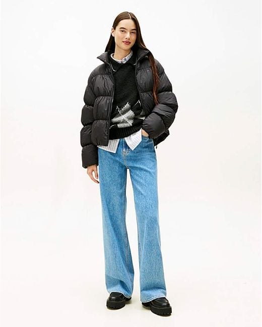 Tommy Hilfiger Black Rouched Puffer Down Jacket