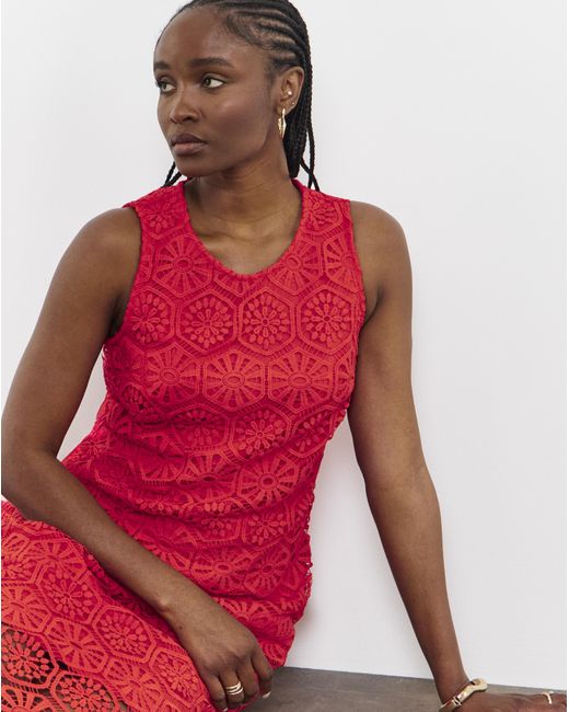 Joanna Hope Red Crochet Dress