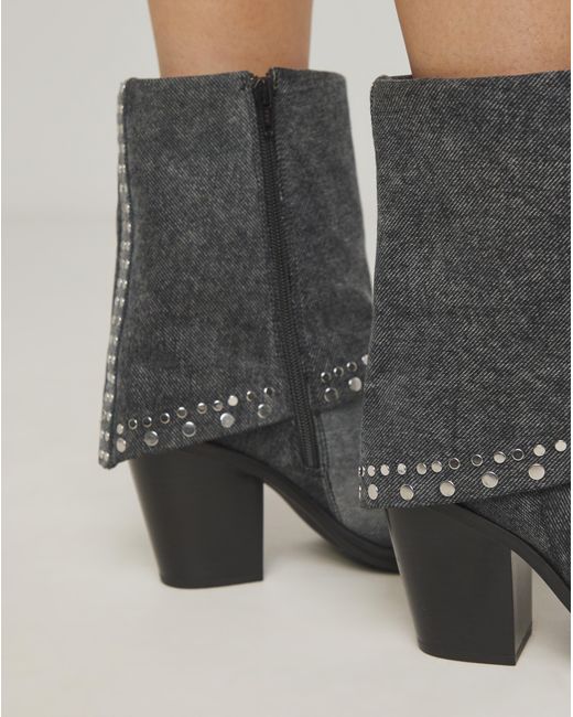 Simply Be Gray Western Cuff Studded Ankle Boot Wide