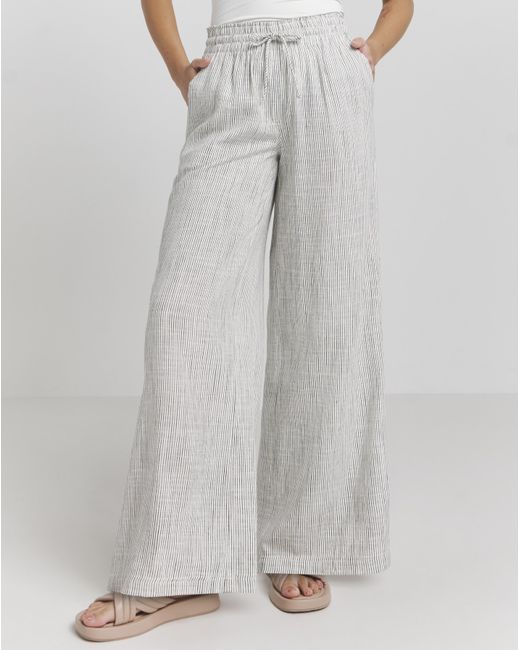 Simply Be Gray Linen Wide Leg Trousers