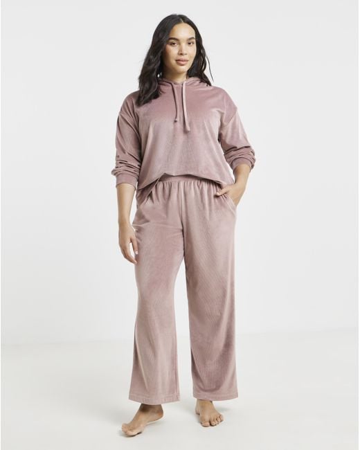 Figleaves Pink Velour Hooded Lounge Set
