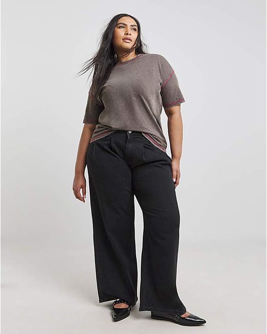 Simply Be Gray Contrast Flatlock Top