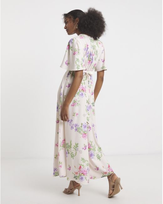 Flounce London White Floral Maxi Dress