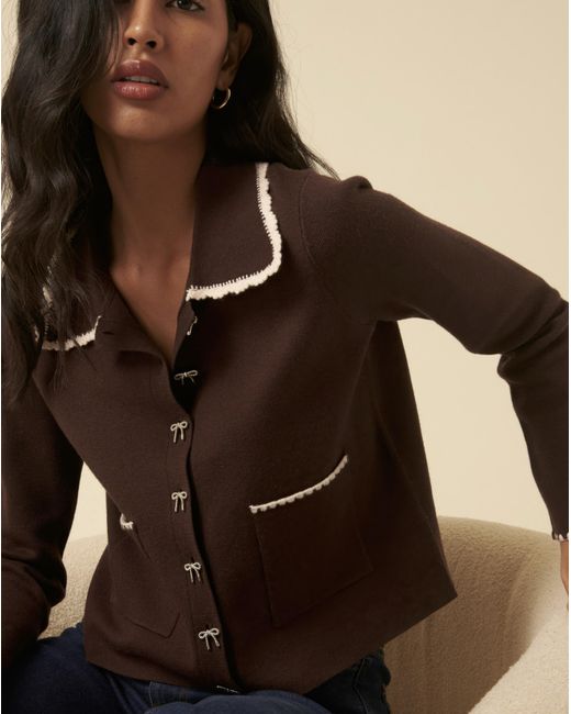 Nobody's Child Brown Crochet Knitted Jacket
