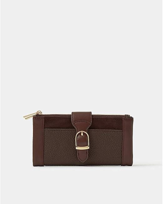 Accessorize Brown Buckle Faux Leather Wallet