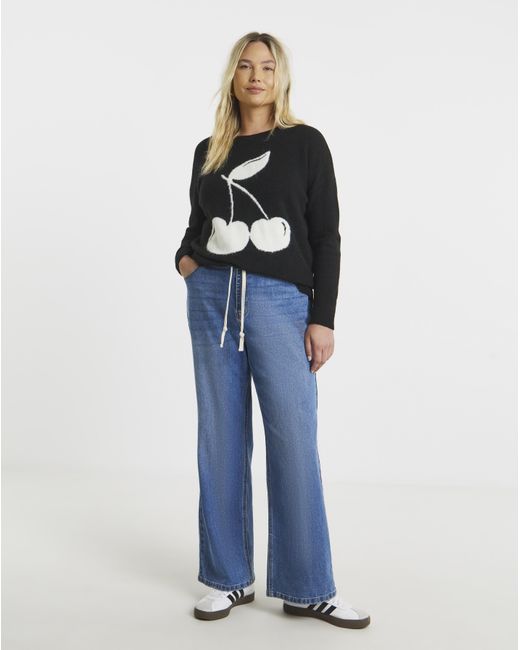 Simply Be Black Cherry Knitted Crew Neck Jumper