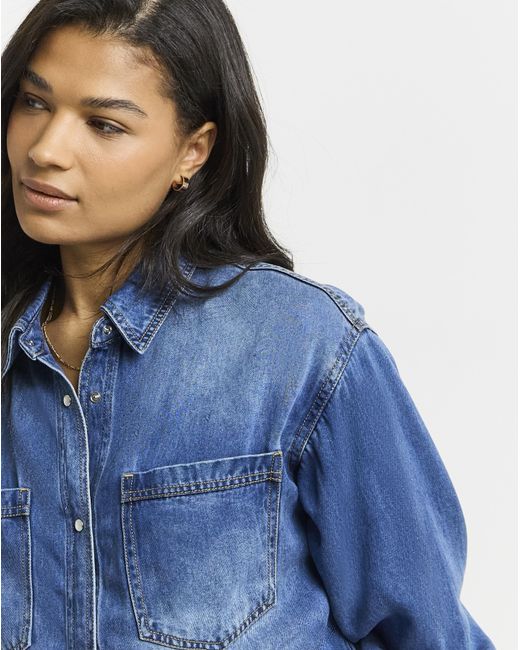 Simply Be Blue Mid Ultimate Denim Shirt