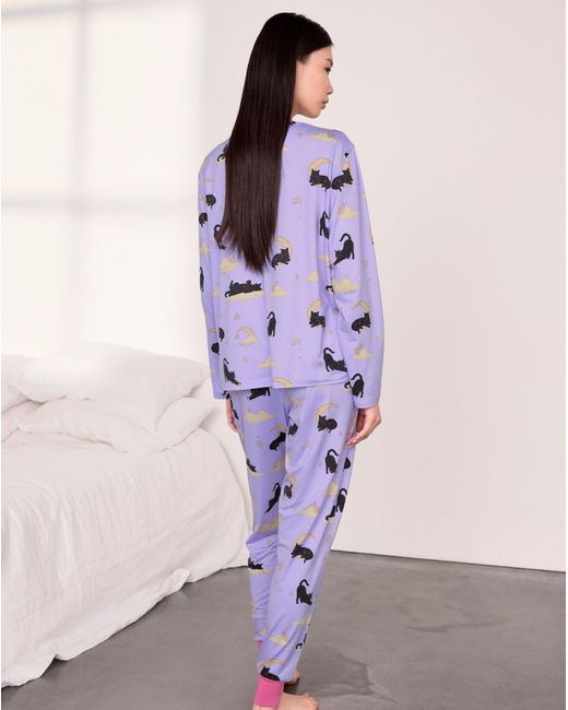 Chelsea Peers Purple Classic Long Crew Neck Set