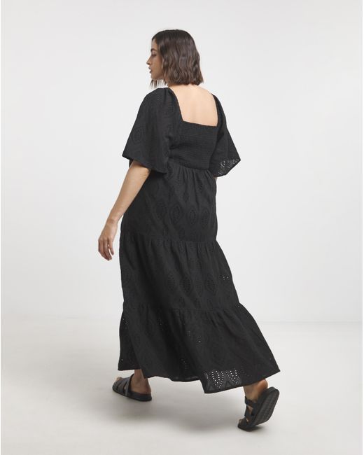 Simply Be Black Broderie Maxi Dress