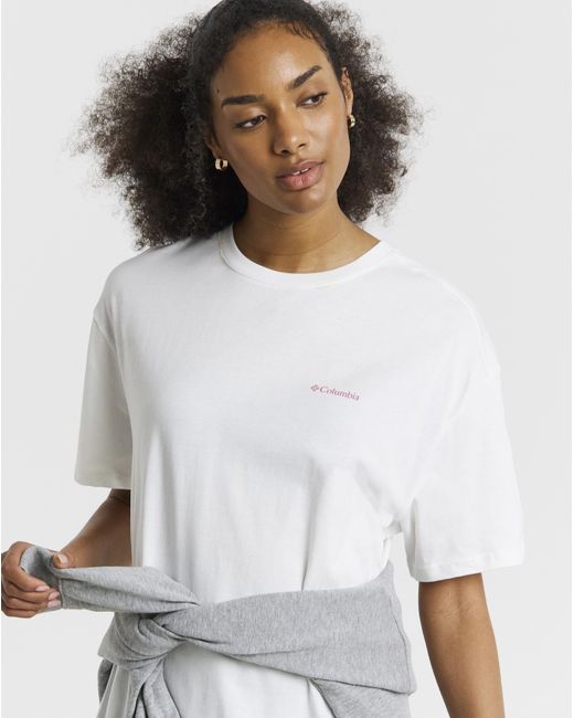 Columbia White Columbia Oversized Back Print T-Shirt