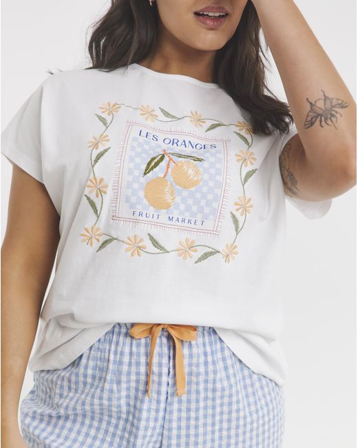Simply Be White Print Cotton Pyjama Set