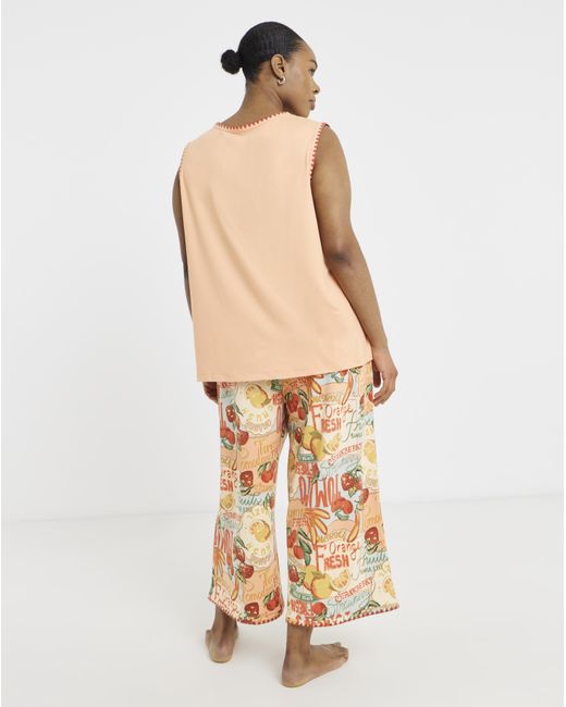 Figleaves White Fruit Culotte Pyjama Set