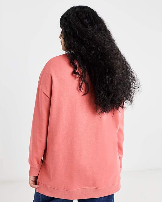 Simply Be Pink Side Split Sweatshirt Tunic