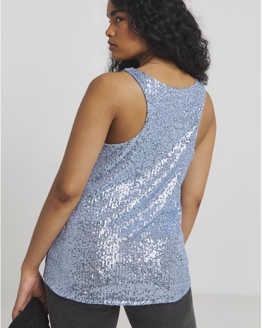 Simply Be Blue Sequin Scoop Vest