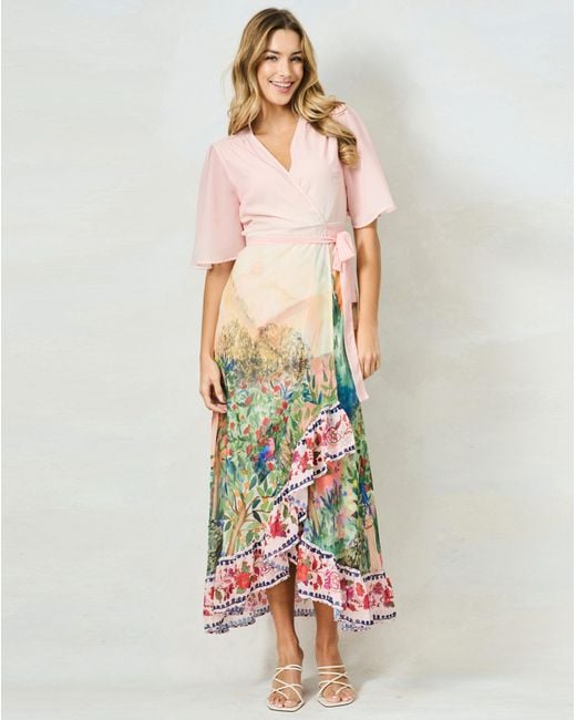 Hope & Ivy White Morocco Maxi Wrap Dress