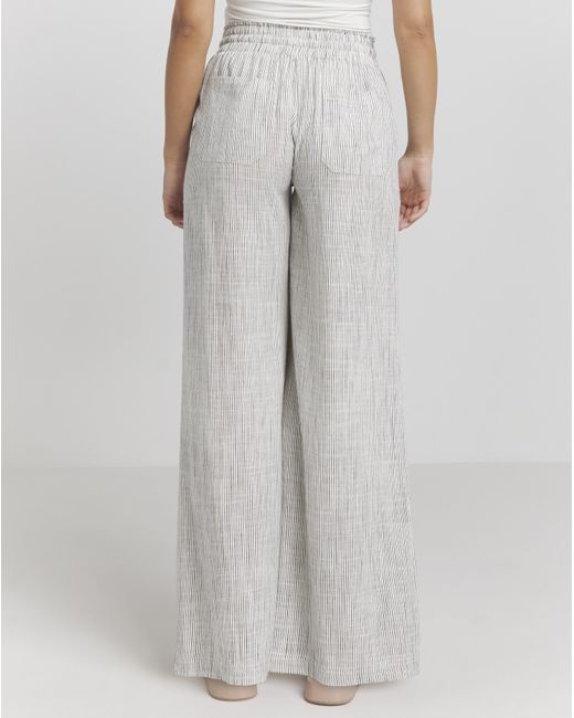 Simply Be Gray Linen Wide Leg Trousers