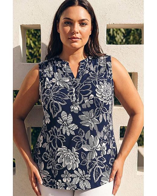 Roman Curve Blue Floral Puff Stretch Vest