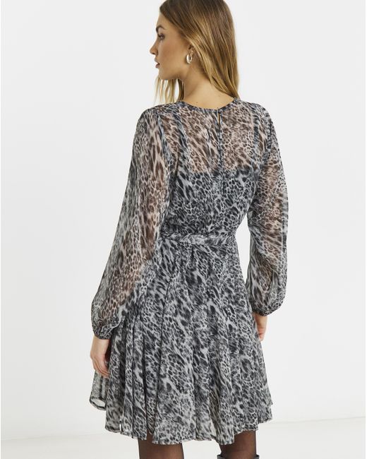 Simply Be Blue Skater Dress With Godet