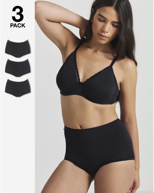 Sloggi Black 3Pk Microfibre Maxi Knicker