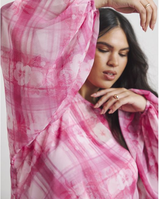 Joanna Hope Pink Check Print Blouse