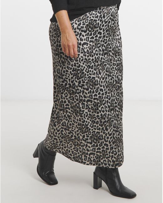 Simply Be White Print Satin Maxi Skirt