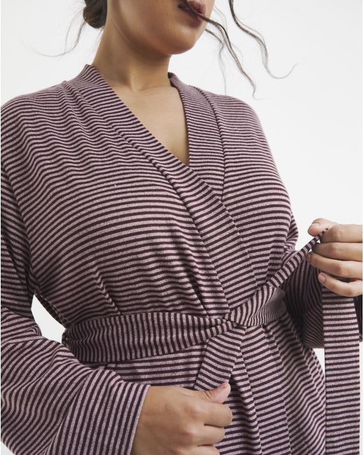 Pretty Secrets Purple Soft Knit Stripe Dressing Gown