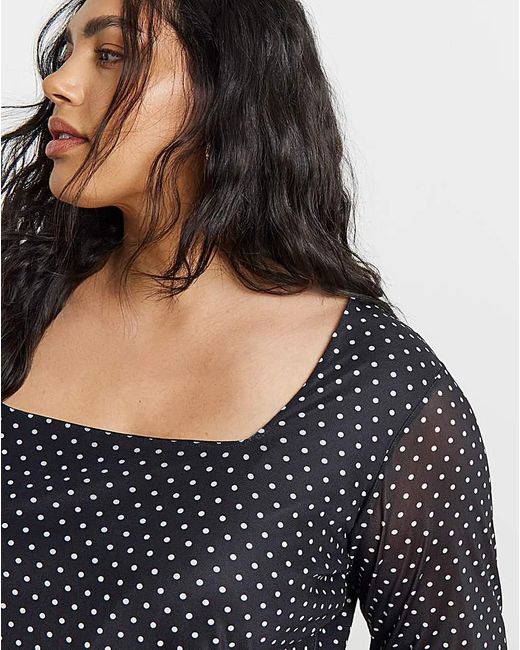 Simply Be Blue Square Neck Mesh Top