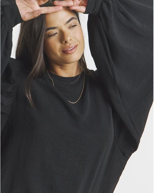 Simply Be Blue Exaggerated Sleeve Blouse