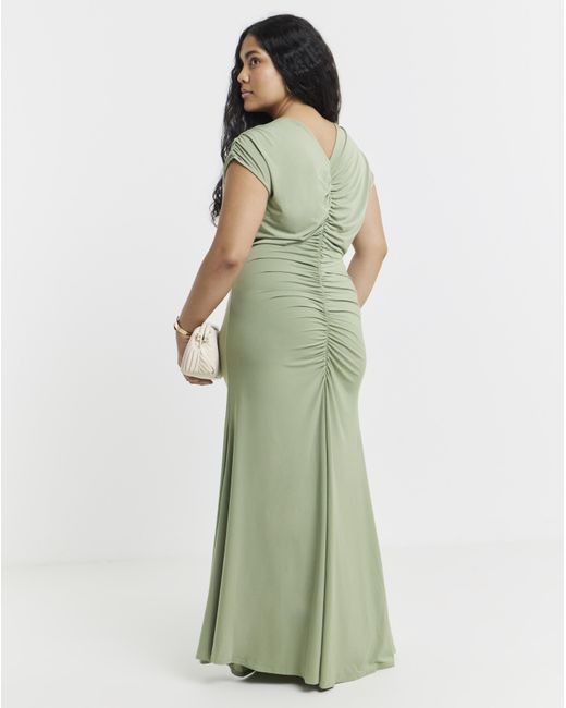 Simply Be Green Ruched Bridesmaid Dress