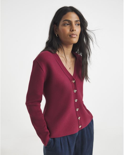 Simply Be Red Cinched Waist Compact Cardigan