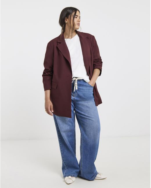 Simply Be Red Oversized Single Breasted Blazer