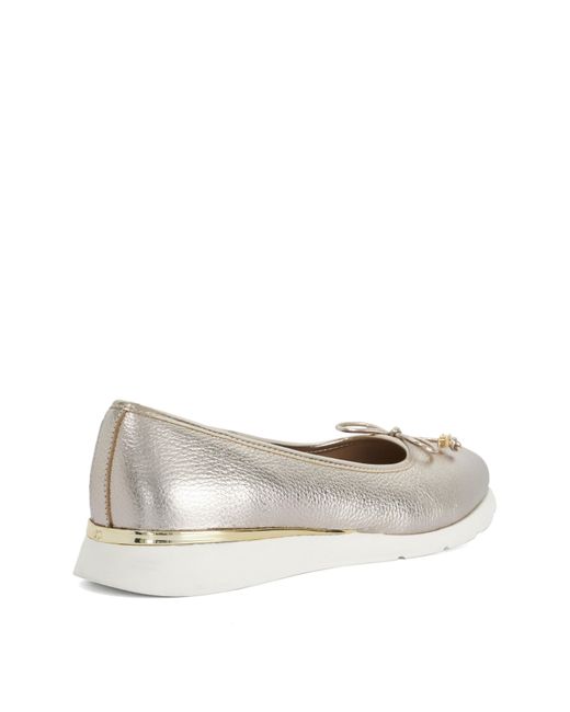 Dune White Leather Highline Ballet Pumps