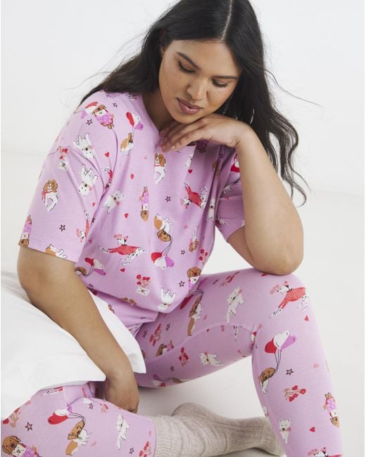 Simply Be Pink Dog Print Pyjama Set
