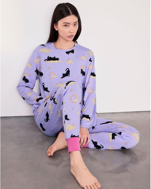 Chelsea Peers Purple Classic Long Crew Neck Set
