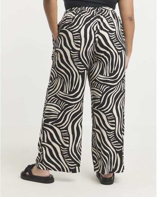 Simply Be Black Wide Leg Spun Viscose Trousers
